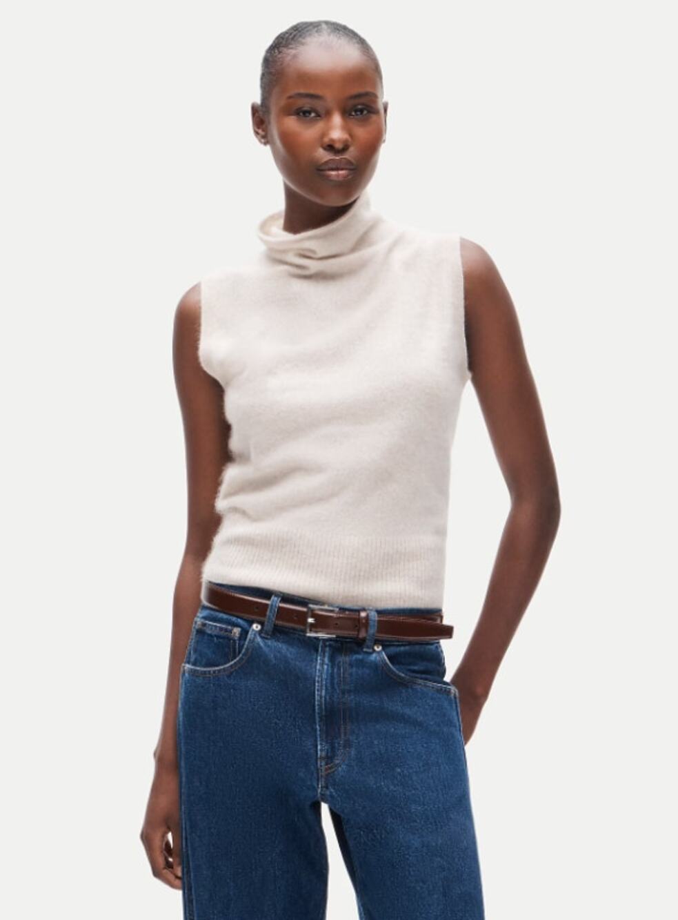J. Crew 100% Cashmere Turtleneck Sweater Shell Heathered Linen NWT Women's L